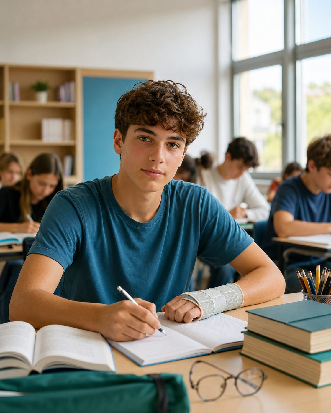 Studente in ambiente scolastico che rappresenta prevenzione, recupero e rientro sereno alla vita scolastica.